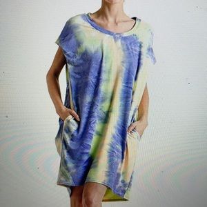Umgee Purple Mix Tye Dye Dress New short sleeve